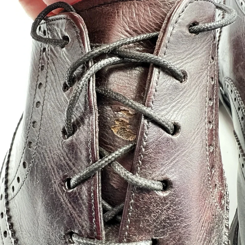 VTG Florsheim Royal Imperial Mens 10D Wingtip Leather Burgundy Brown Dress Shoes